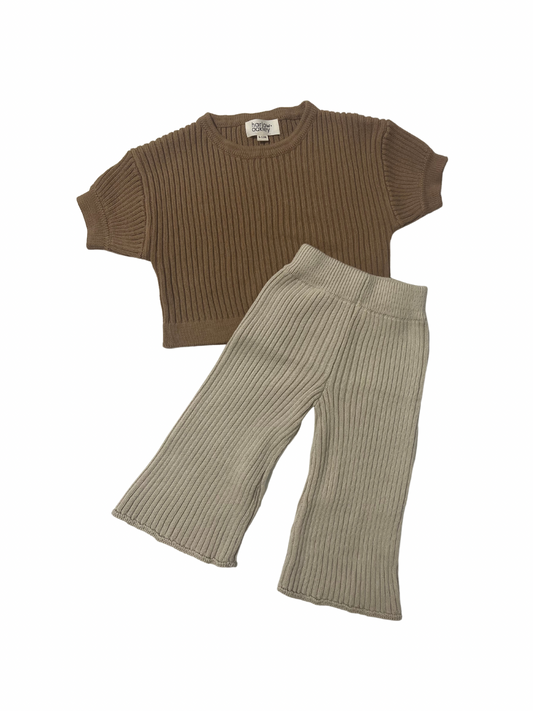Signature Ribbed Knit Tee + Pants Set Harlow and Oakley