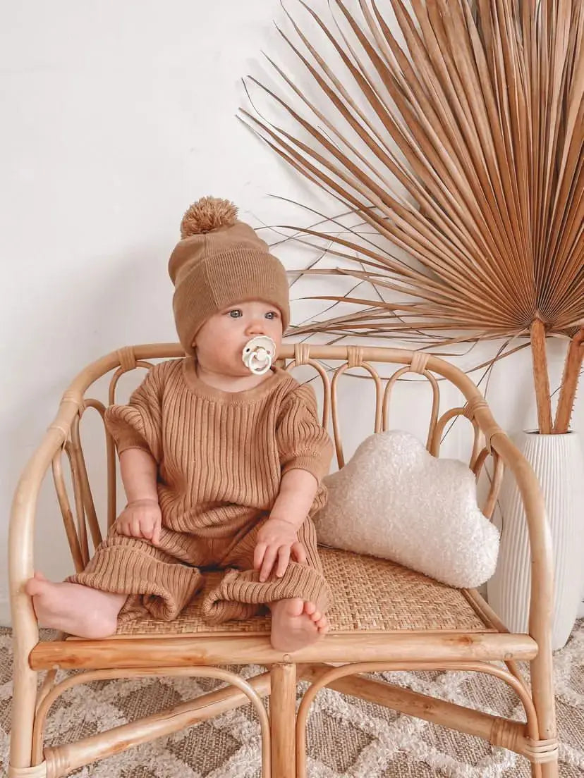 6 month old baby with Ribbed knit Cocoa pants