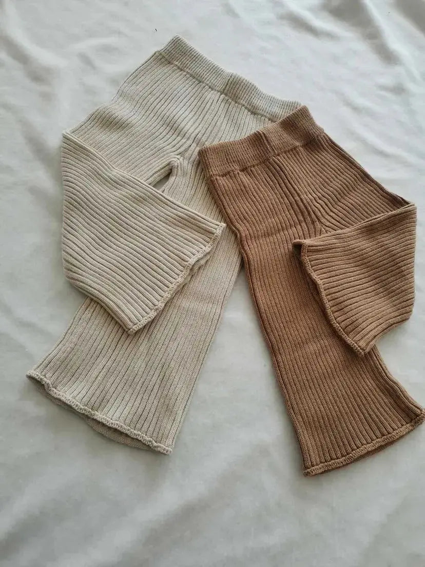 Ribbed knit pants Cocoa and Creme