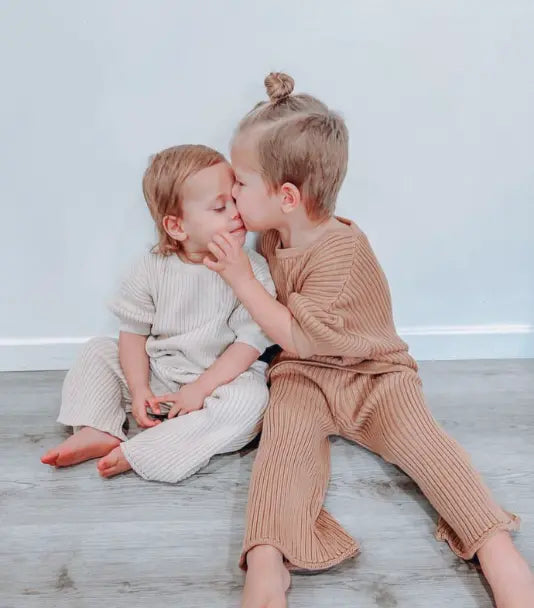 Siblings in Ribbed Knit Tees - Both Colors